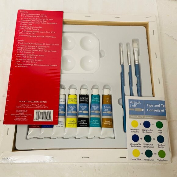 Artist's Loft 12-Piece Acrylic Painting Kit 4 Brushes Paint Palette & Tips - Picture 8 of 8